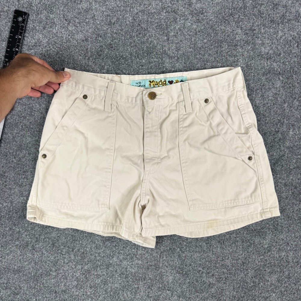 Mudd Shorts Womens Size 7 Khaki Utility Cotton Twill Y2K Casual Front Pockets
